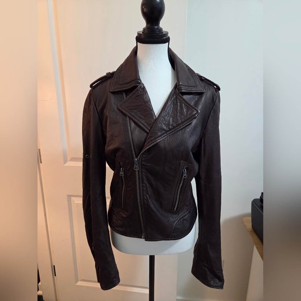 Buffalo Brown Leather Moto Jacket